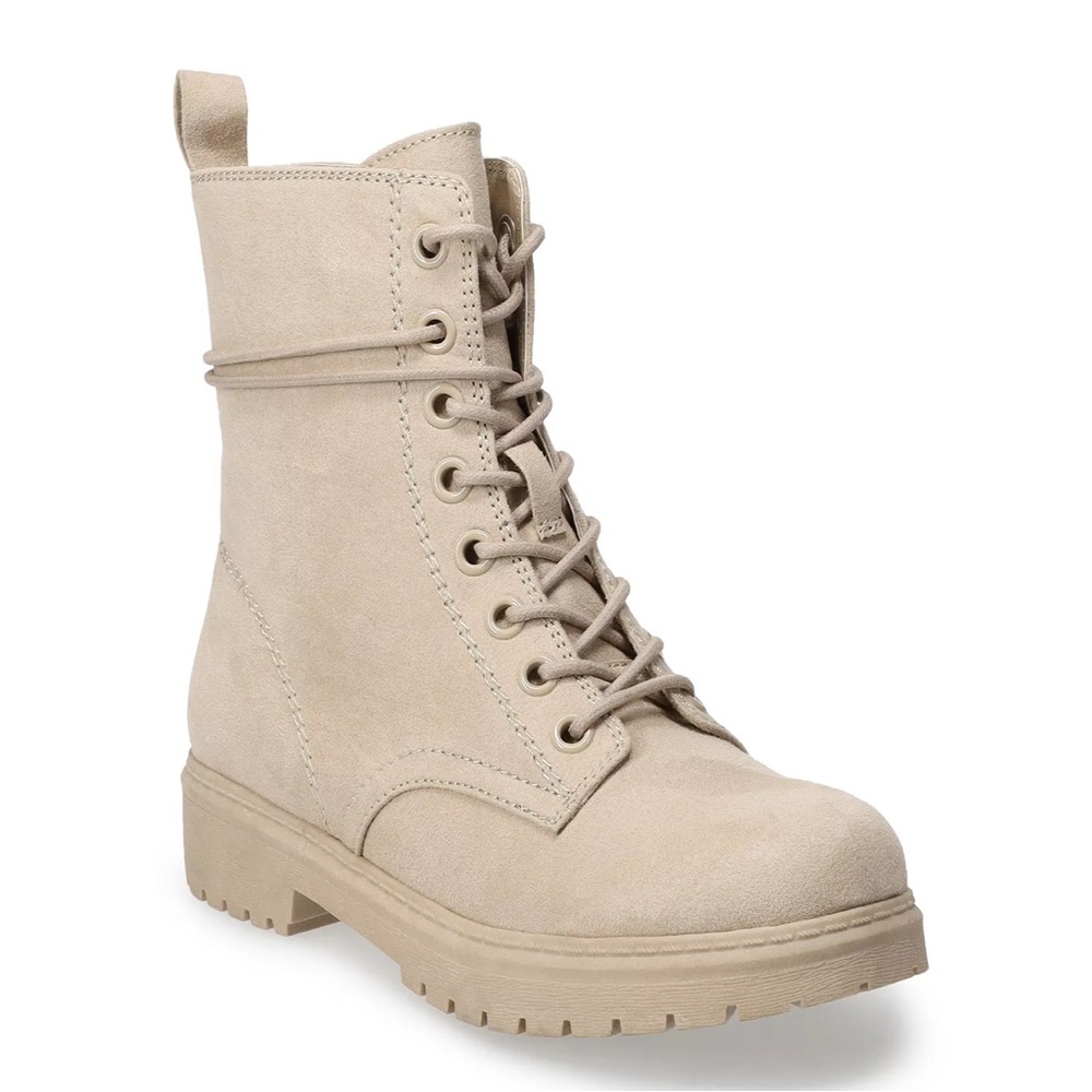 Women's Beige Lace-Up Boots